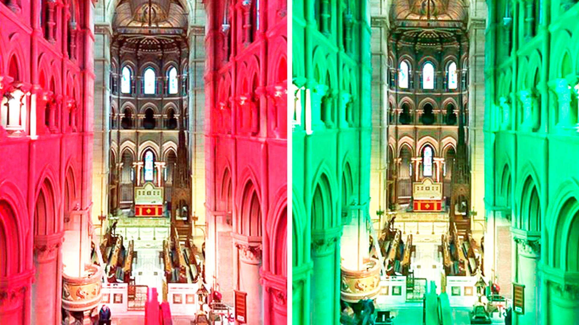 Saint Fin Barre's Cathedral In Ireland lit up with PROLIGHTS