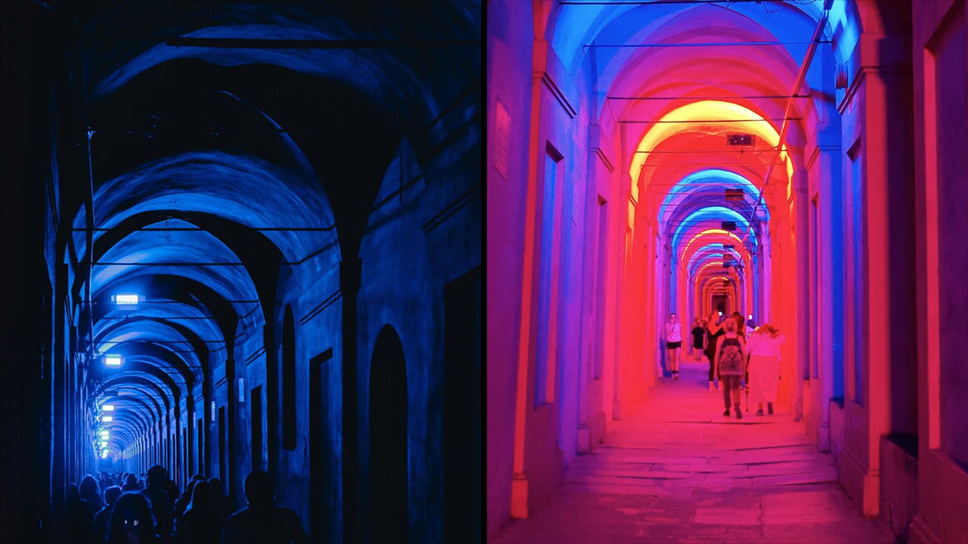 PROLIGHTS illuminates the arcades of the Sanctuary of San Luca in Bologna
